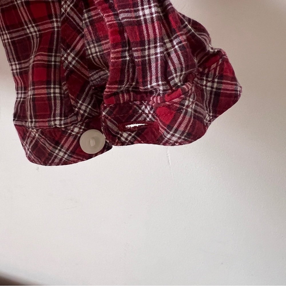 Eddie Bauer Button Down Mini Ruffle Plaid Collar … - image 2